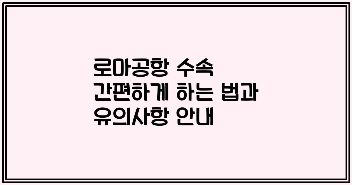 로마공항 수속 간편하게 하는 법과 유의사항 안내